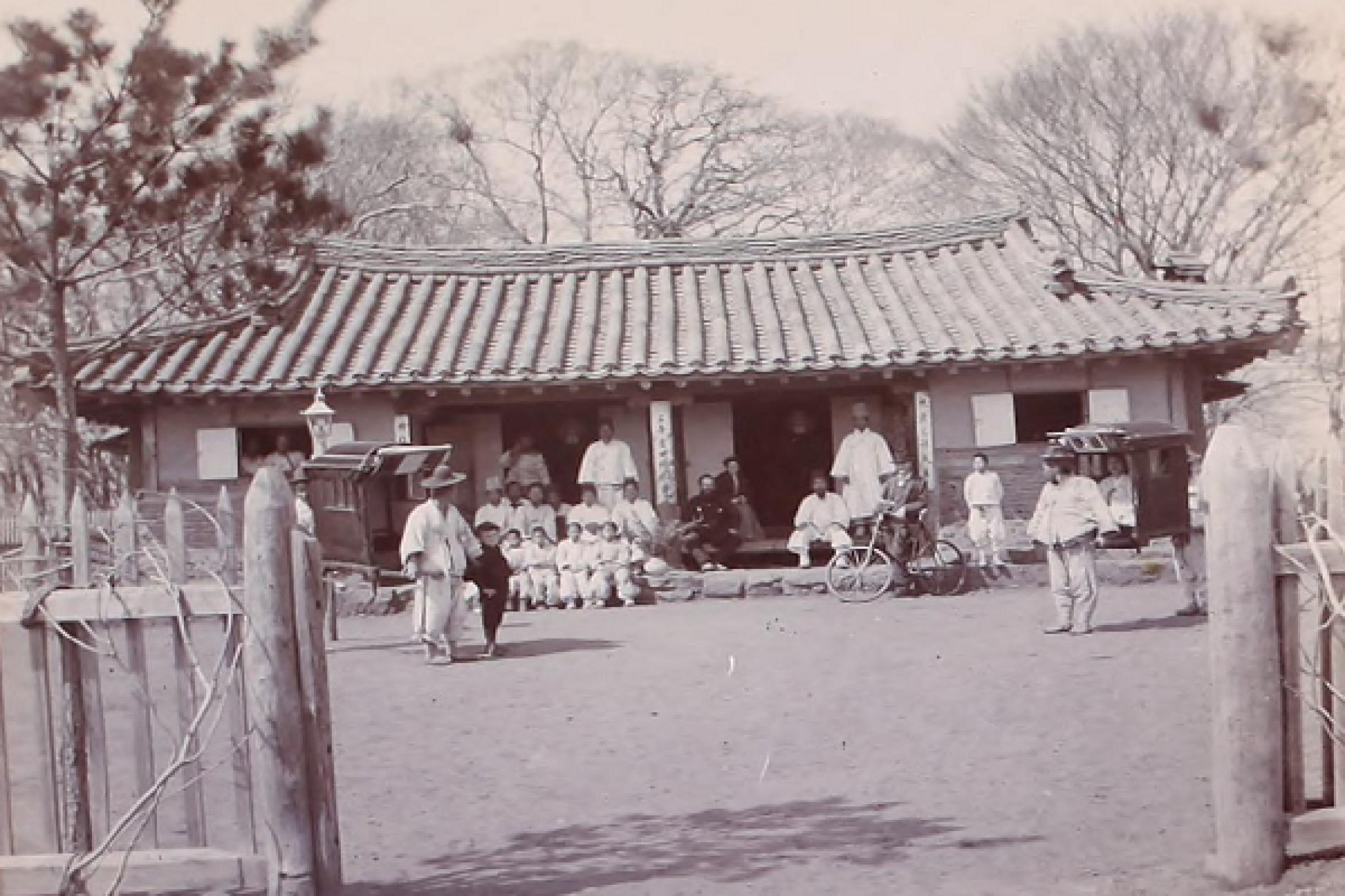 Esther Shields, Seoul 1897-1900 - "Underwood Family Visiting Sorai Church - Sorai Village, Whang Hai Do" from the Moffett Korea Collection contributed by Princeton Theological Seminary