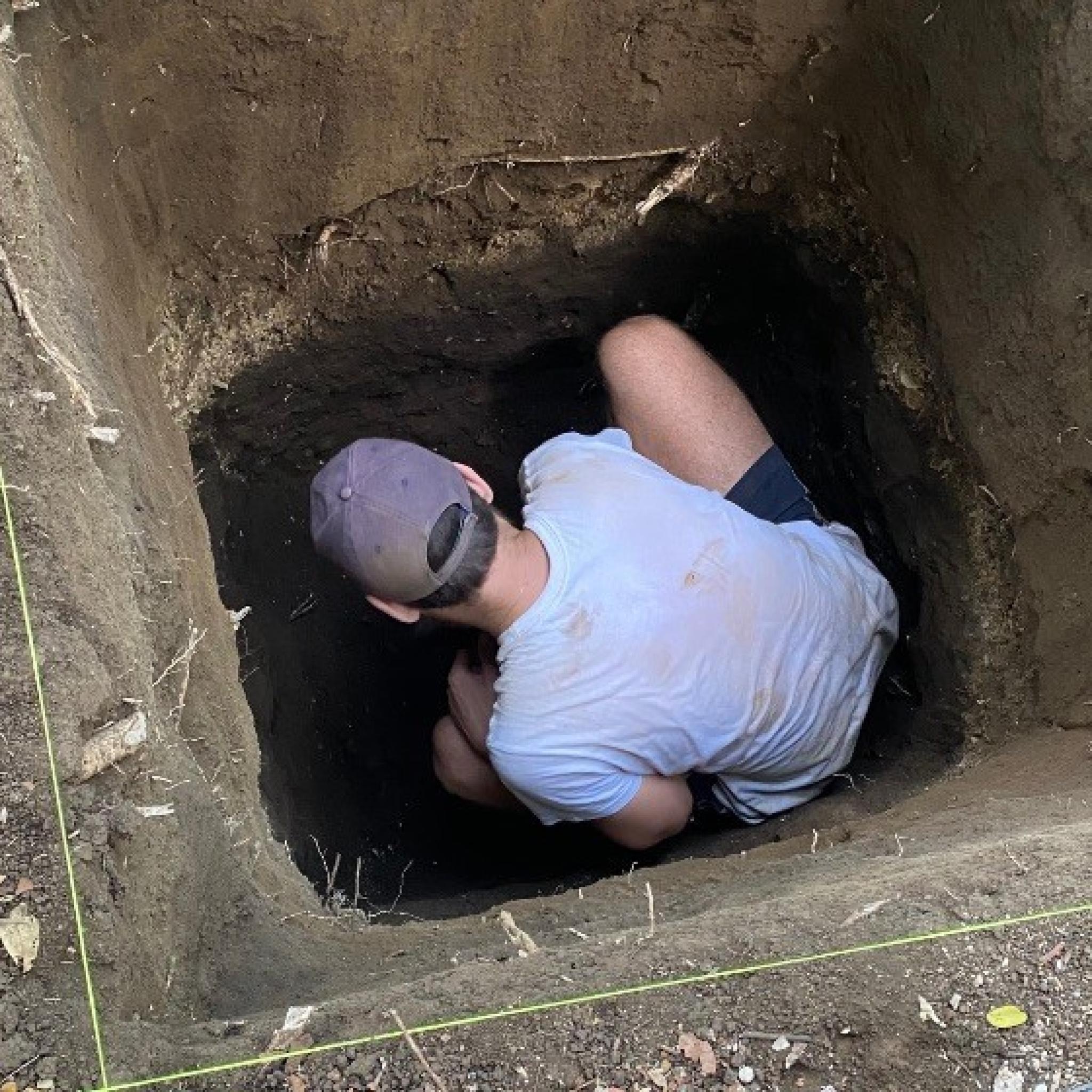 Robert Henderson at a dig site