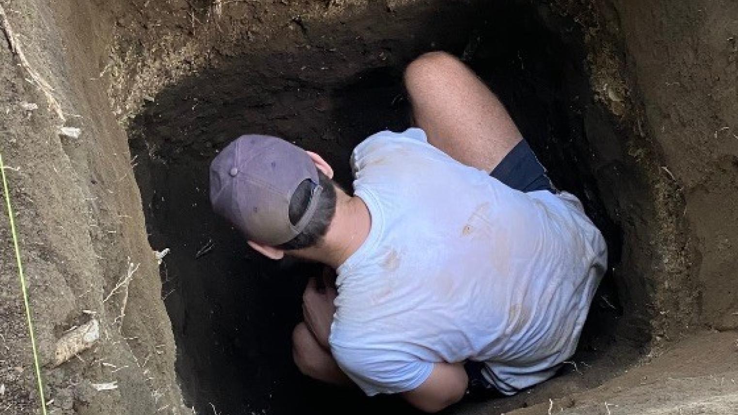 Robert Henderson at a dig site